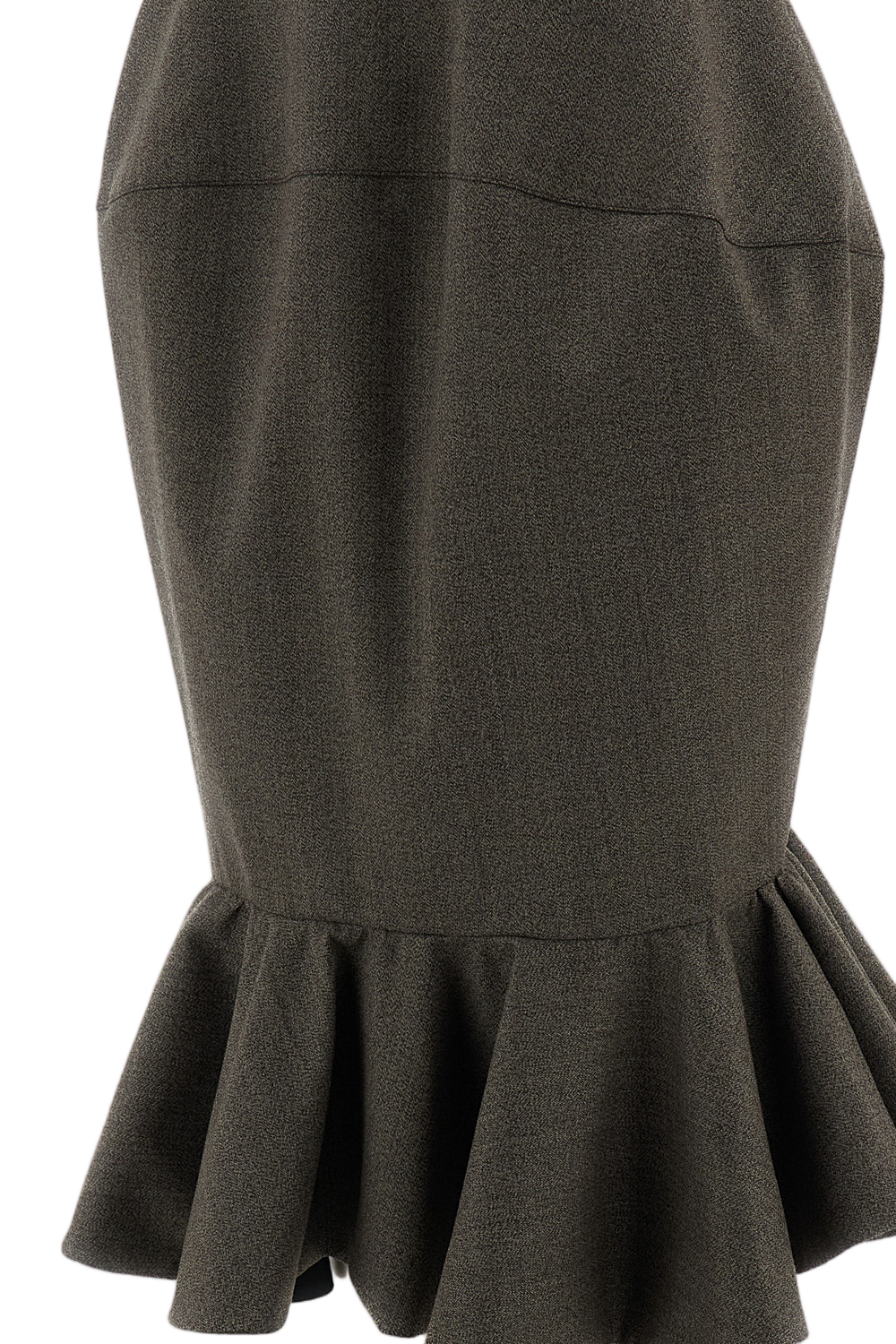 Taupe La Jupe Palmier Asymmetric Virgin Wool Midi Skirt