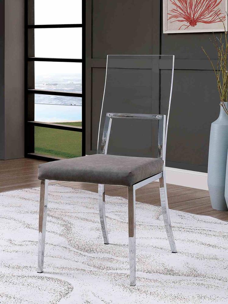 Set of 2 Minimalist Dining Chairs with Transparent Backrests