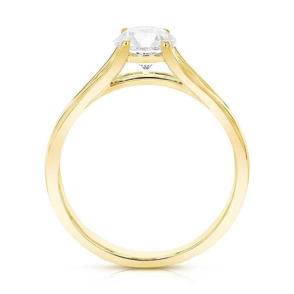 1 cttw Lab Grown Diamond Engagement Solitaire Ring in 14K Yellow Gold For Women