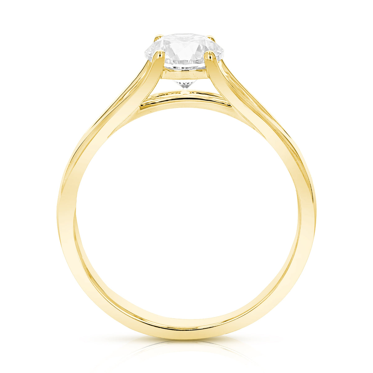 1 cttw Lab Grown Diamond Engagement Solitaire Ring in 14K Yellow Gold For Women