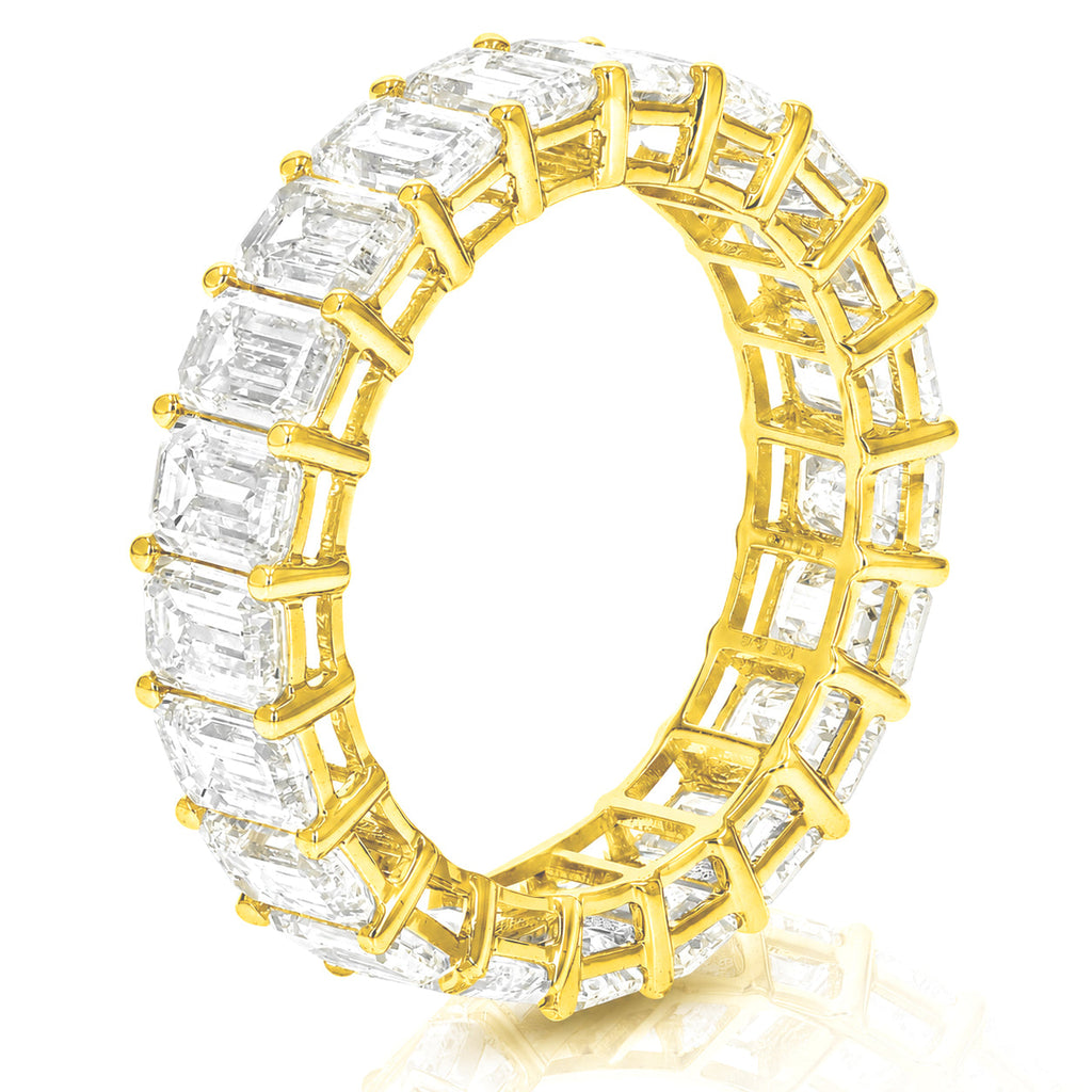 6 cttw Emerald Lab Grown Diamond Eternity Ring Wedding Band in 14K Yellow Gold For Women