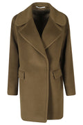 Double-Breasted Coat With Removable Belt And Flap Pockets