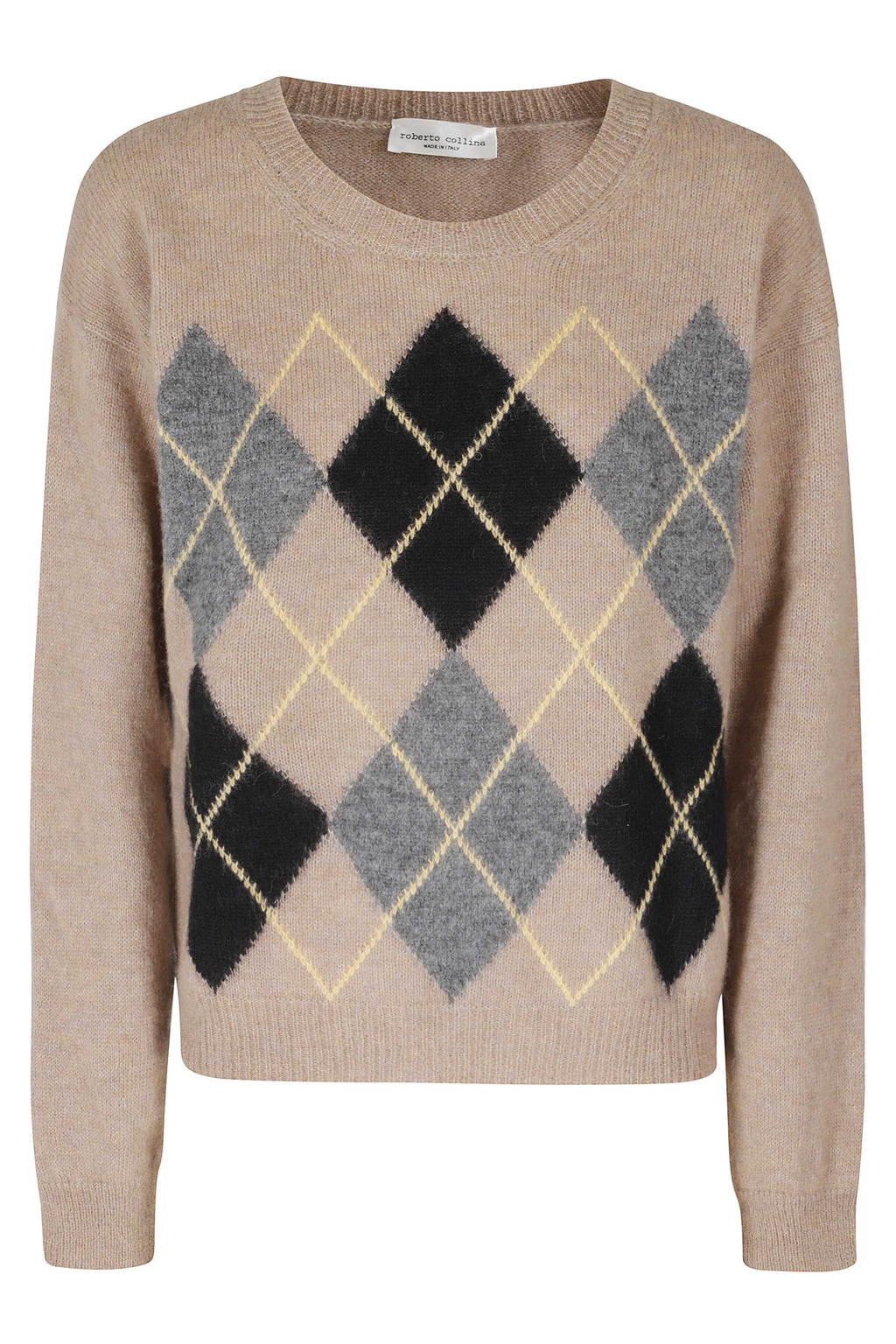 Taupe Argyle Baby Alpaca-Blend Sweater