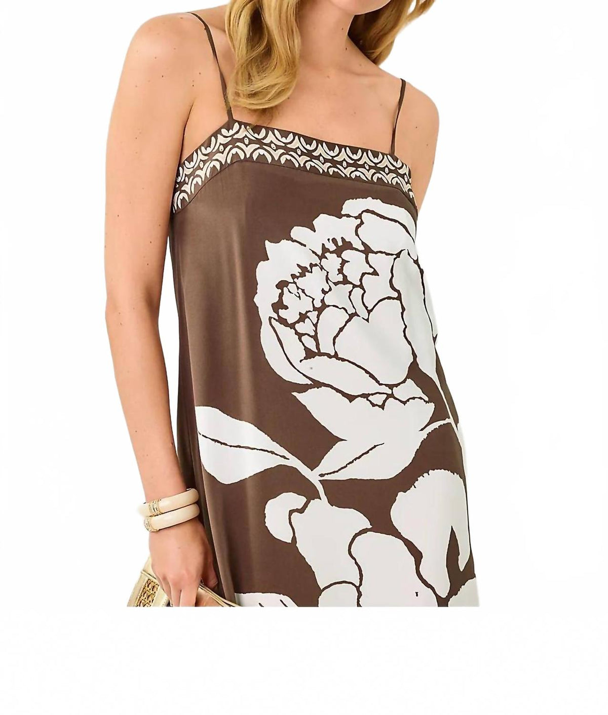 Jesslyn Silk Maxi Slip Dress In Brown