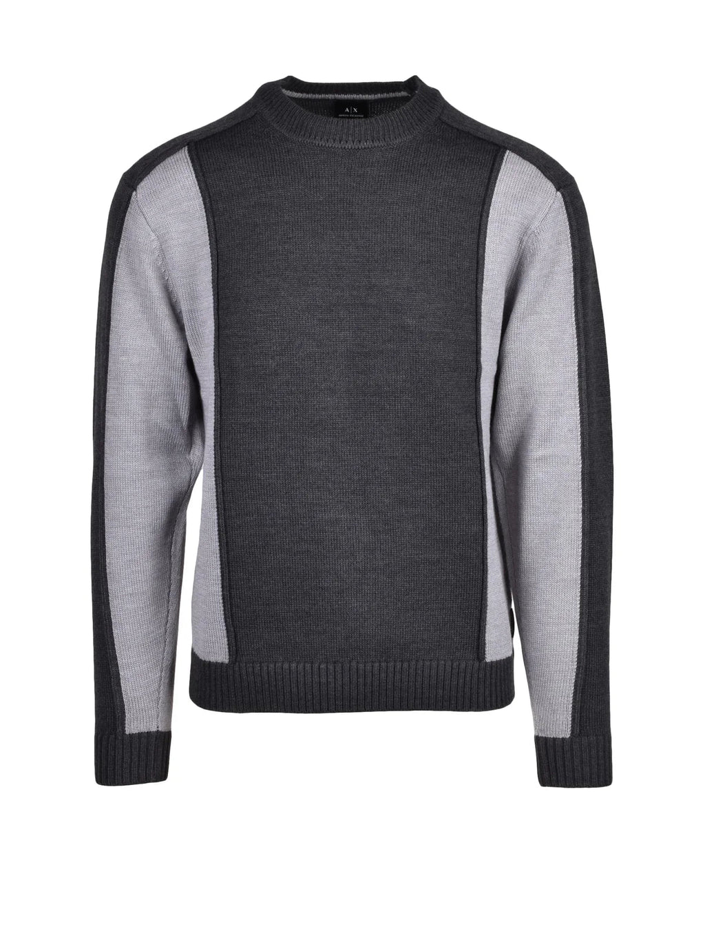 Grey Two-Tone Knit Wool-Blend Sweater
