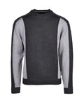 Grey Two-Tone Knit Wool-Blend Sweater