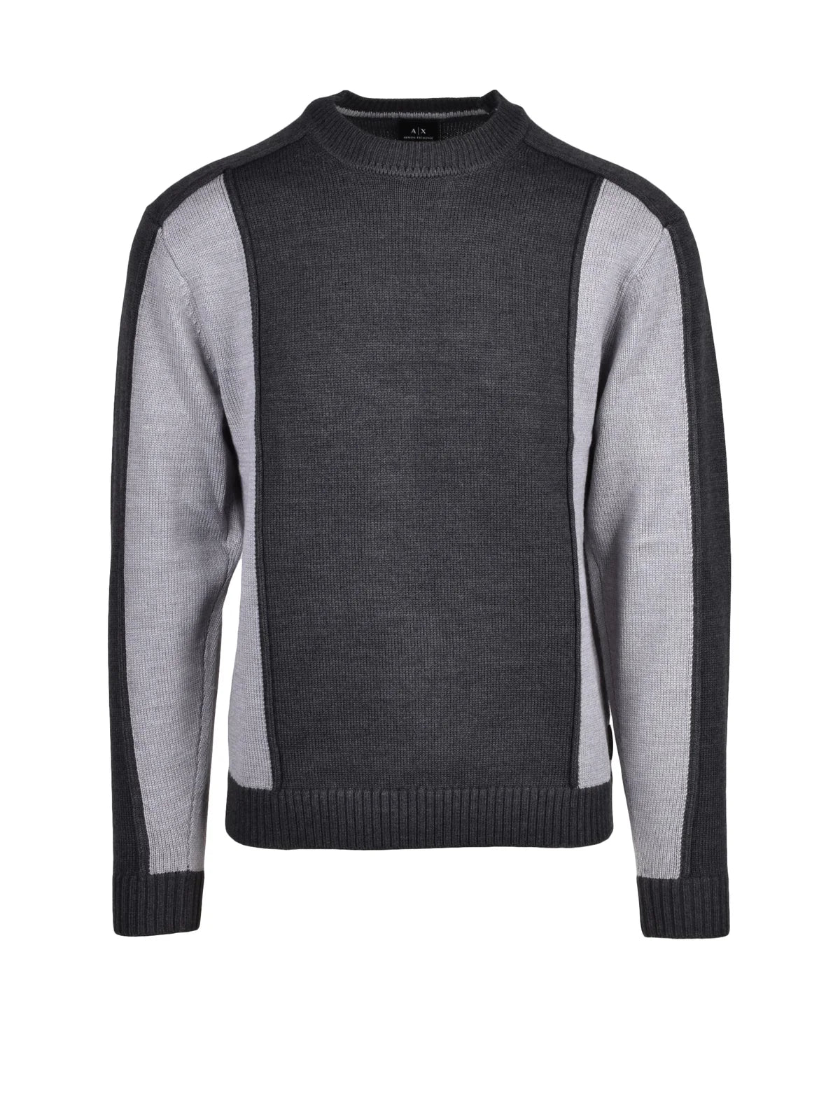 Grey Two-Tone Knit Wool-Blend Sweater