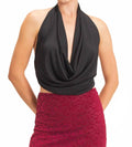 The After Hours Draped Halter Neck Open Back Top In Black