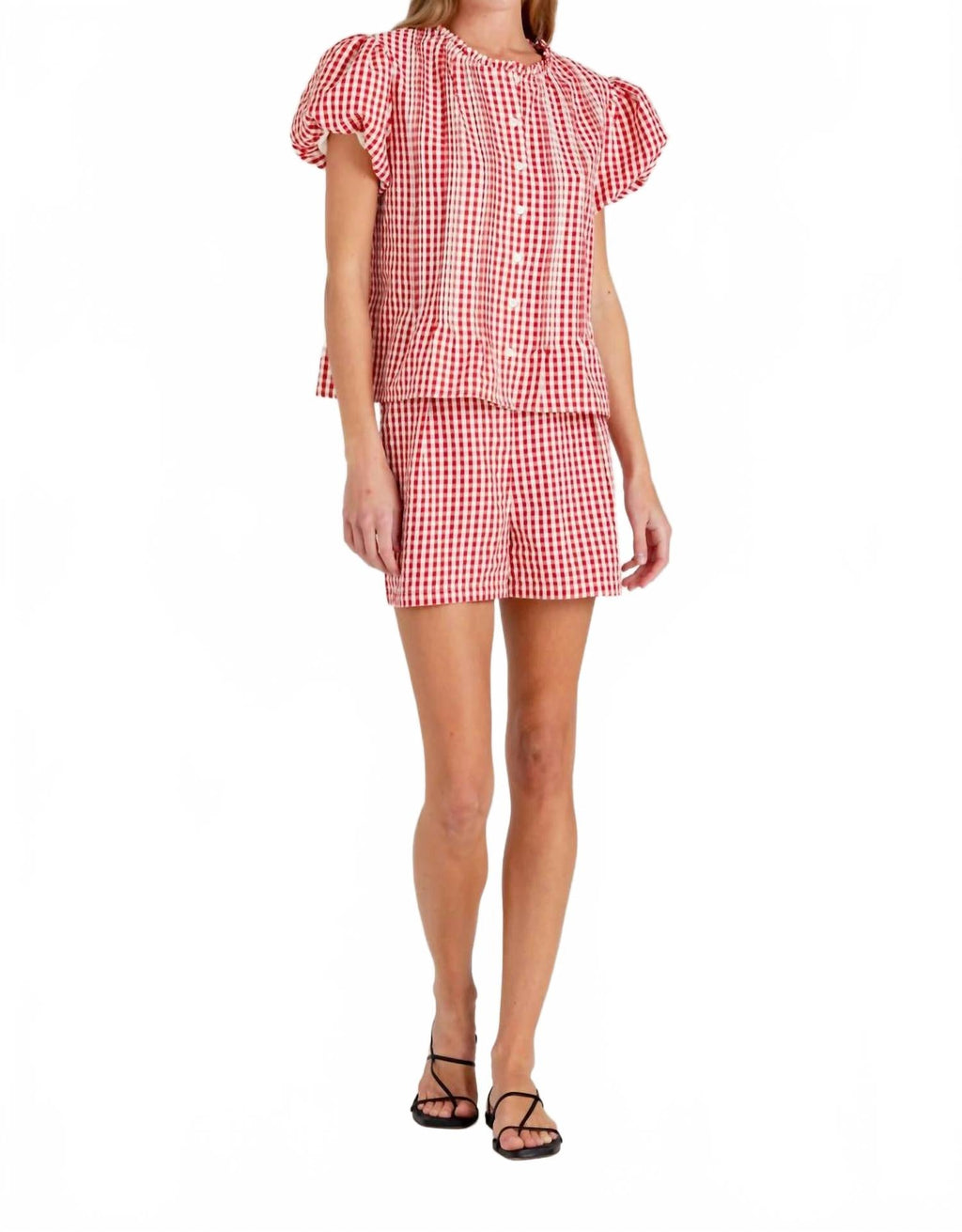 Montauk Gingham Shorts In Red