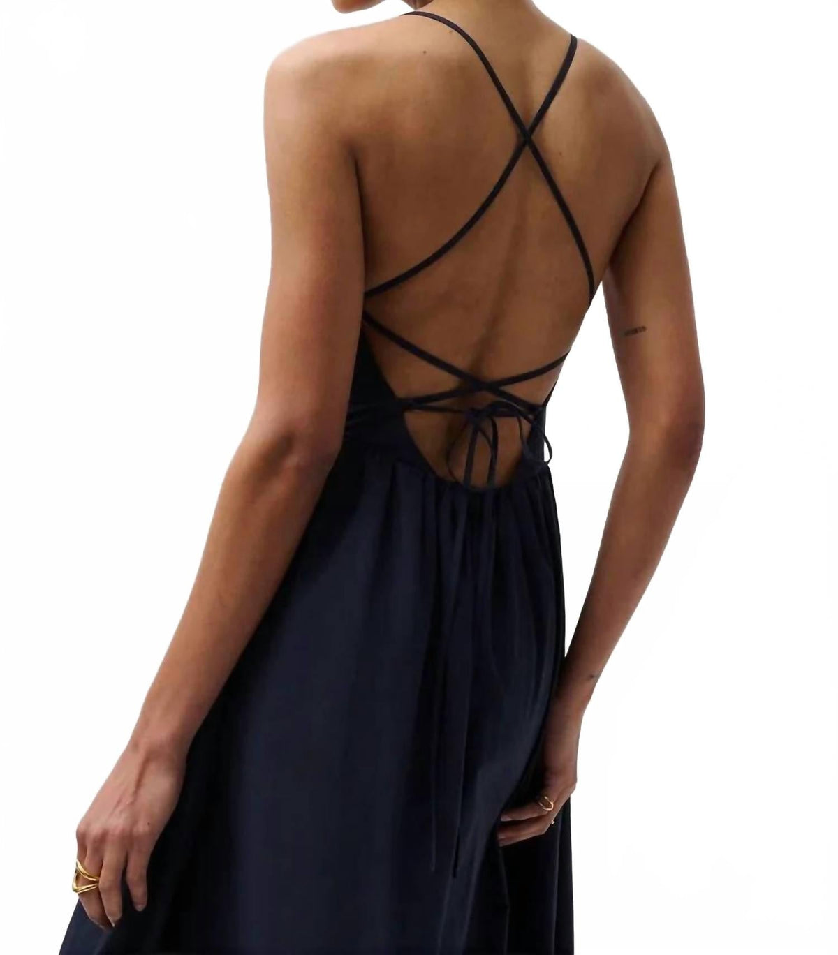 Sadee Open Back Dress In Navy