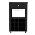 Rolling Wine Cabinet with 12-Bottle Rack and Drawer
