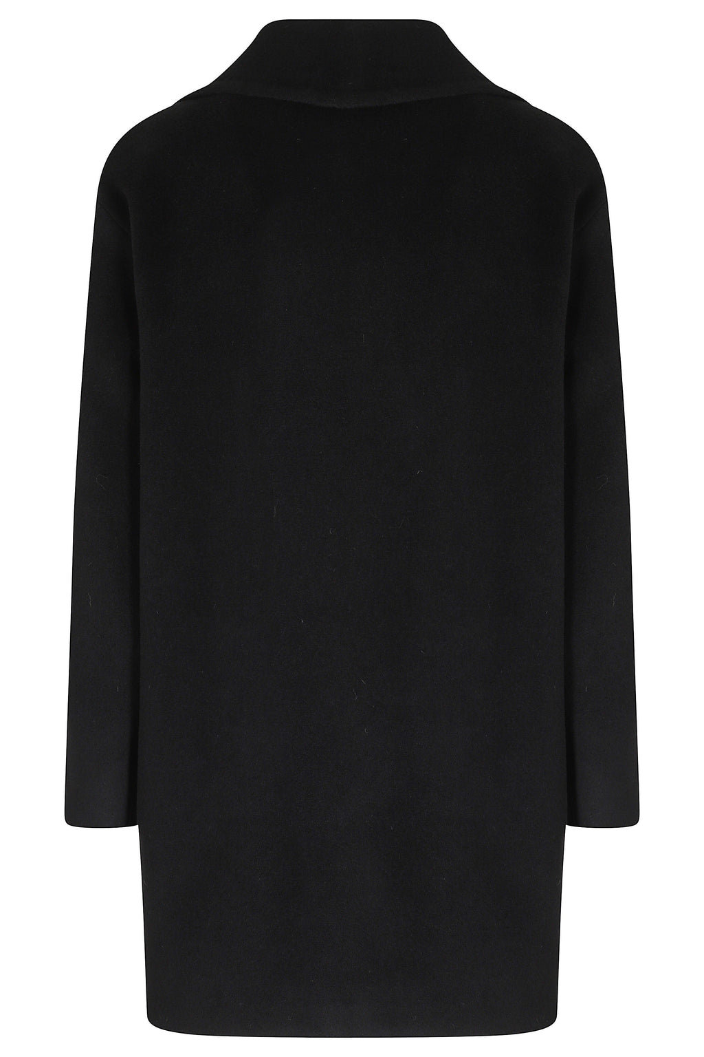 Double-Breasted Black Virgin Wool Coat With Removable Belt