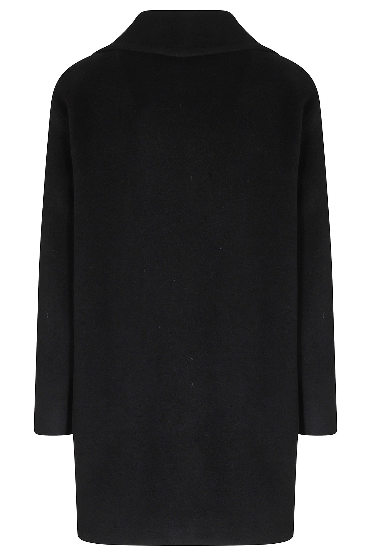 Double-Breasted Black Virgin Wool Coat With Removable Belt