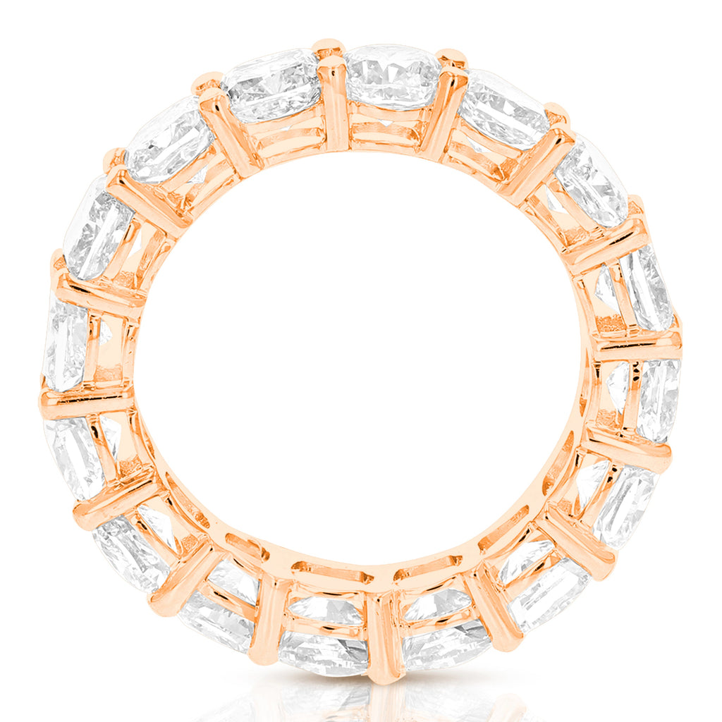 5 cttw Cushion Lab Grown Diamond Eternity Ring Wedding Band in 14K Rose Gold For Women