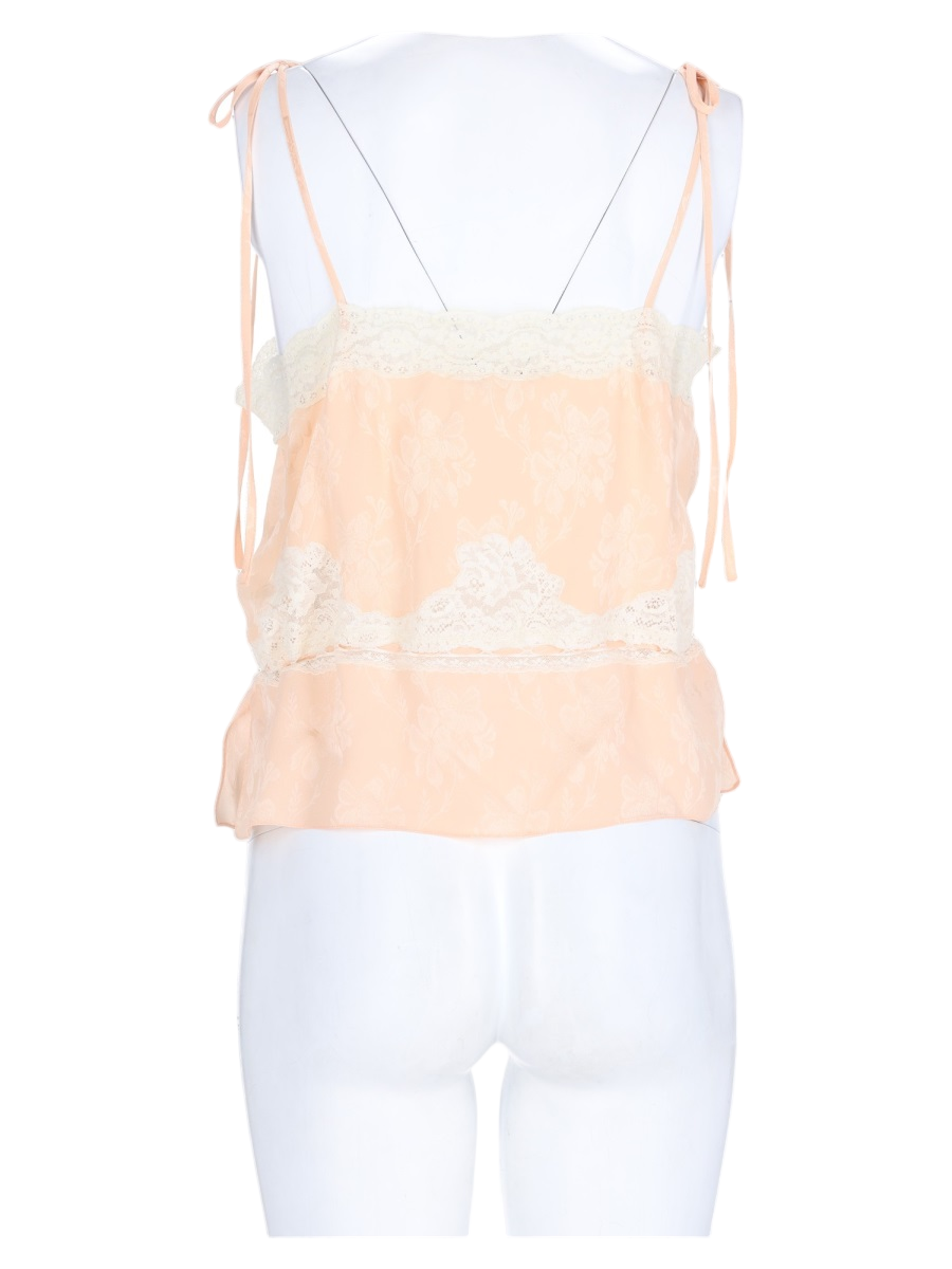 Multicolour Lace Detailing Silk Tank Top