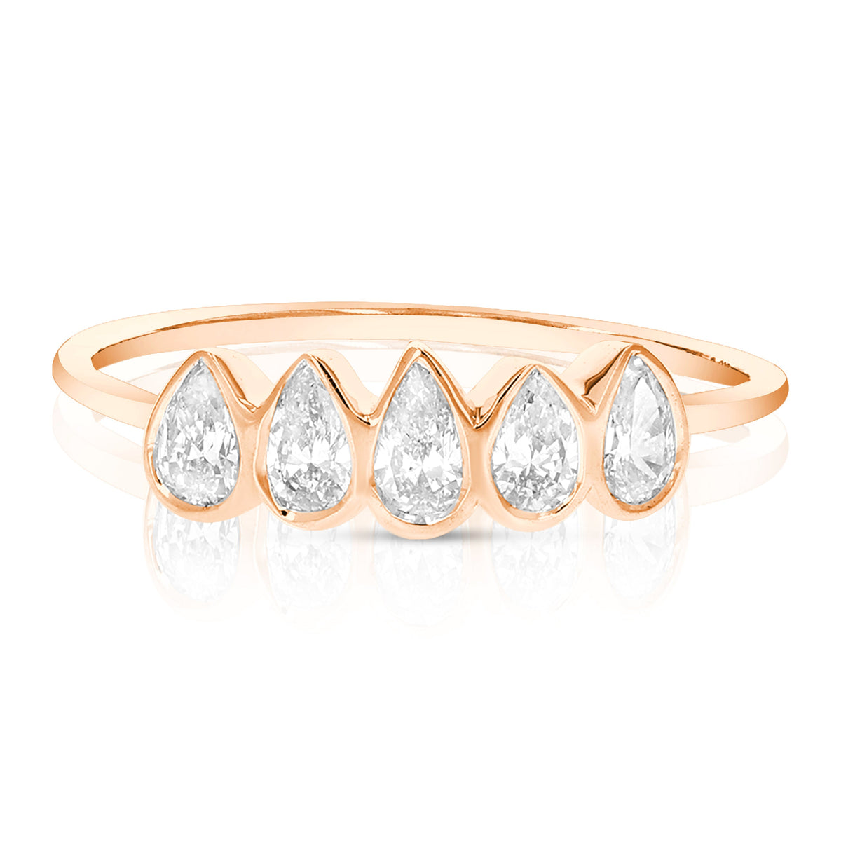 1/2 cttw Pear Lab Grown Diamond 5 Stone Engagement Ring in 14K Rose Gold For Women