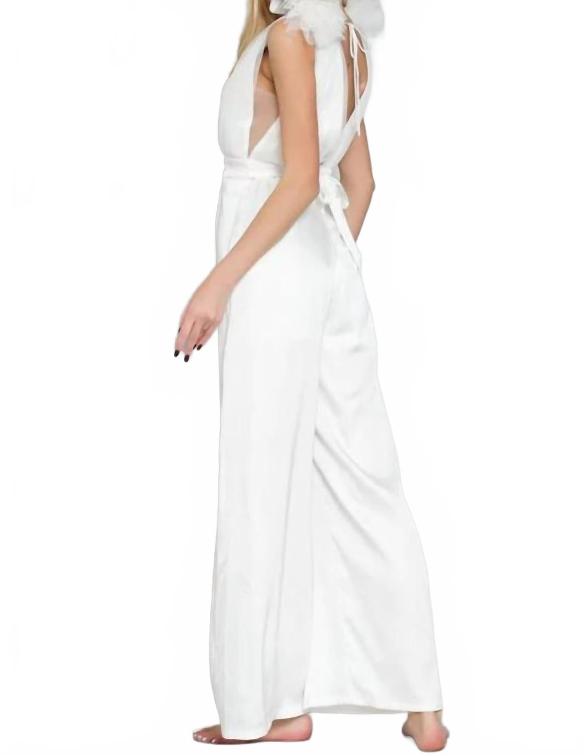 Magdalina Tulle Wide Leg Jumpsuit In White
