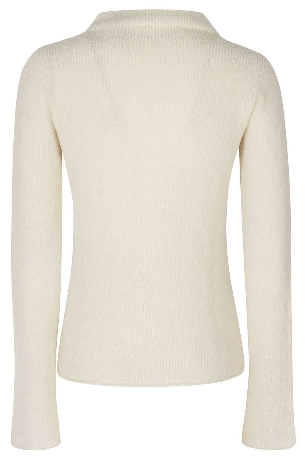 Ecru High-Neck Wool-Blend Turtleneck Sweater