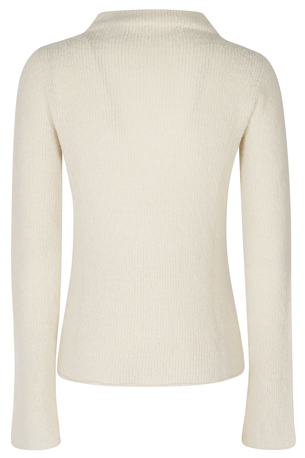 Ecru High-Neck Wool-Blend Turtleneck Sweater