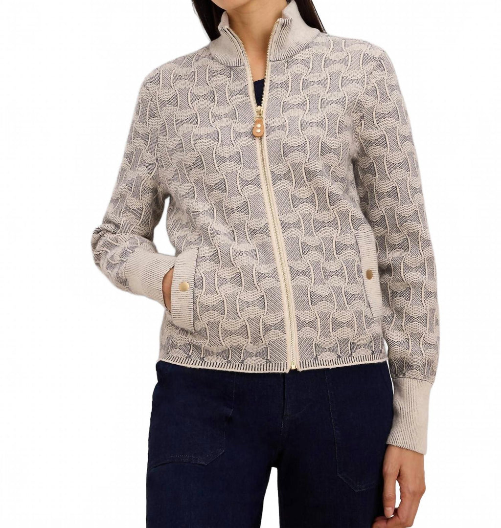 Dapper Swirl Knit Jacket In Neutral Multi