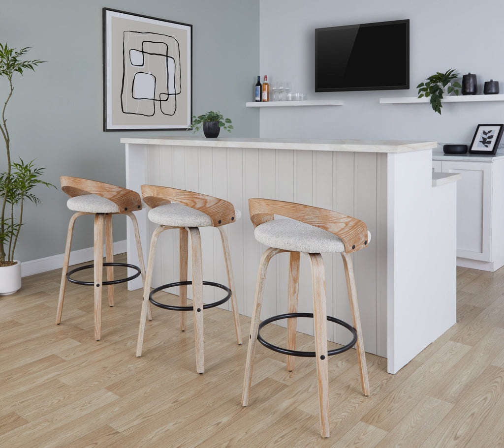 Fixed-Height Bar Seating with Cushioned Seats