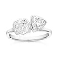 2 cttw Cushion and Trillion Lab Grown Diamond 2 Stone Engagement Ring in 14K White Gold For Women