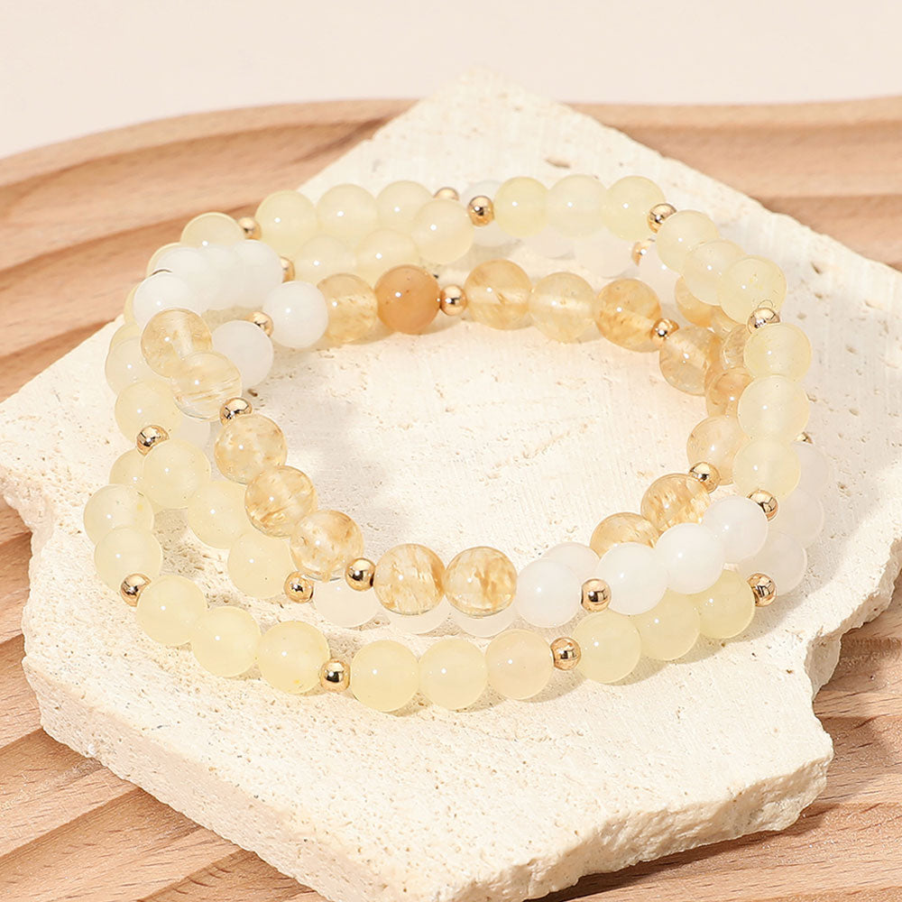 3PCS - Round Beaded Stretch Multi Layered Bracelets