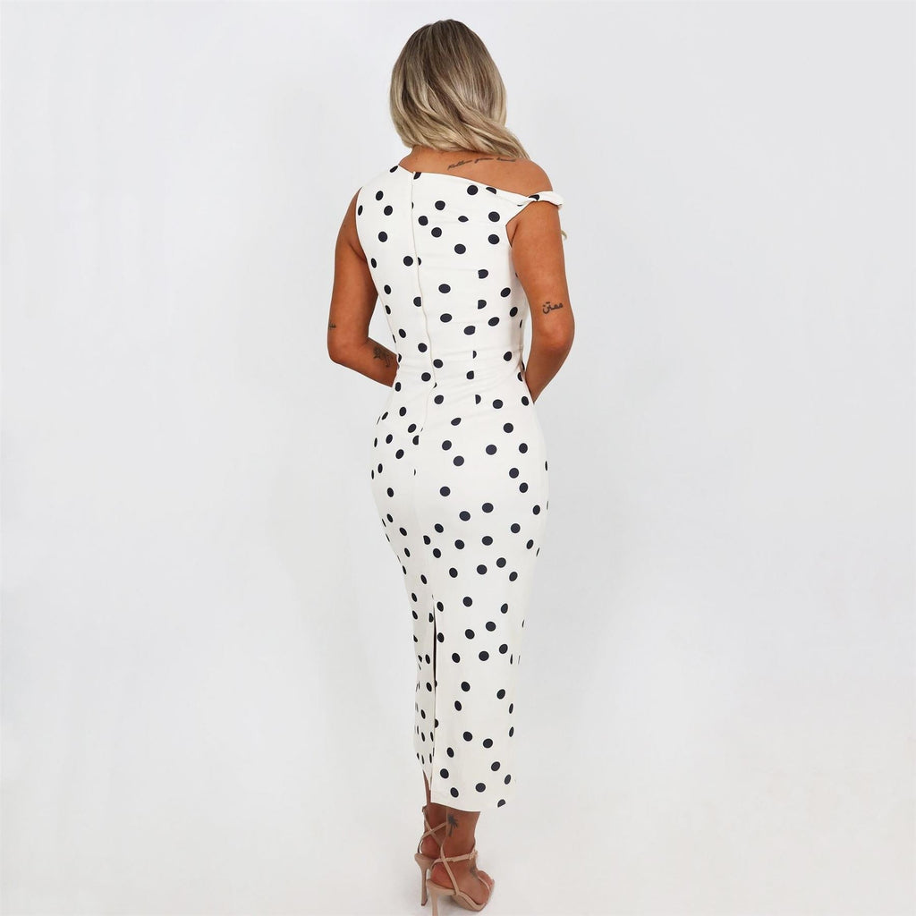 AX Paris And Black Polka Dot Off The Shoulder Midi Dress