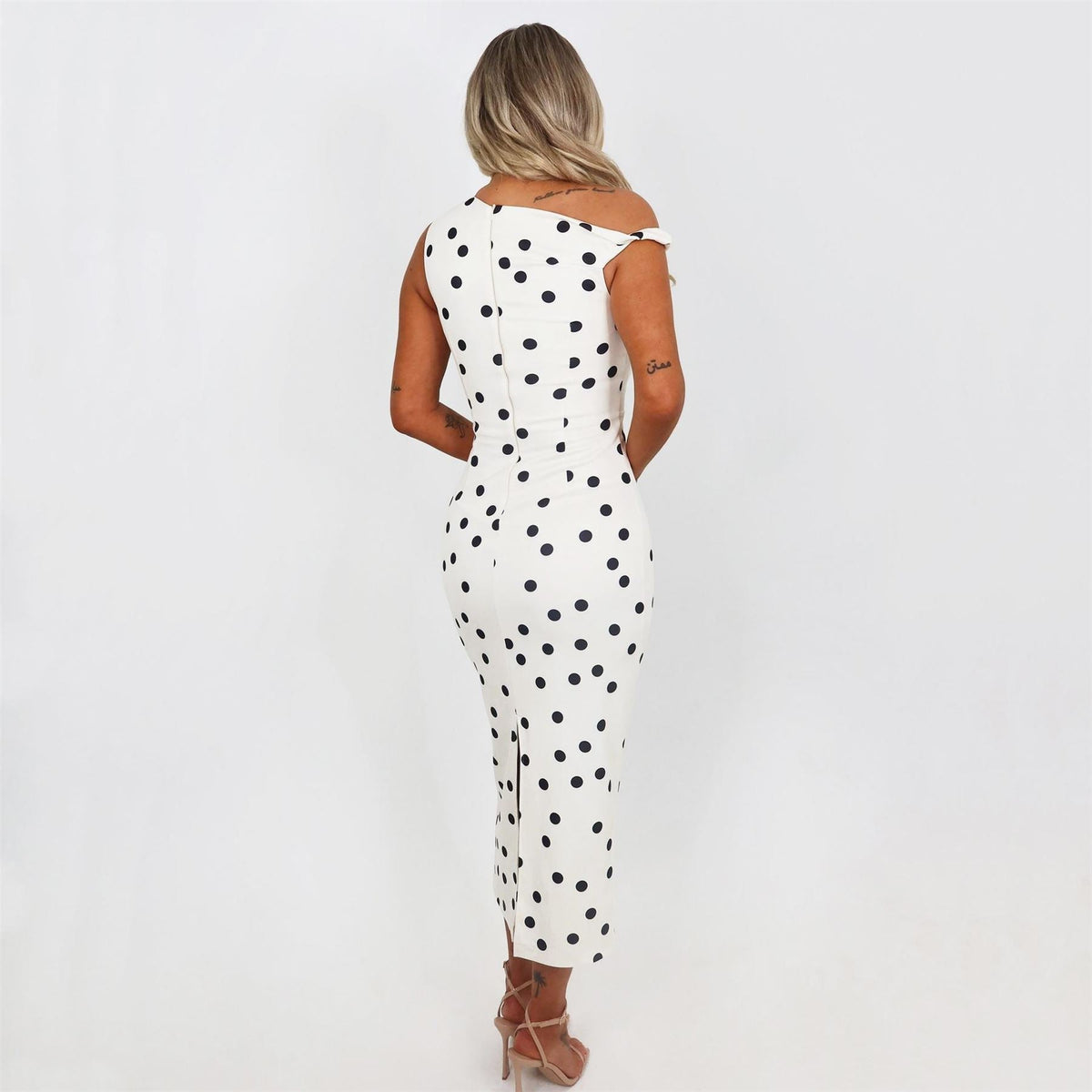 AX Paris And Black Polka Dot Off The Shoulder Midi Dress