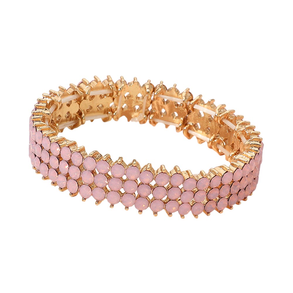 Triple Row Crystal Stretch Evening Bracelet