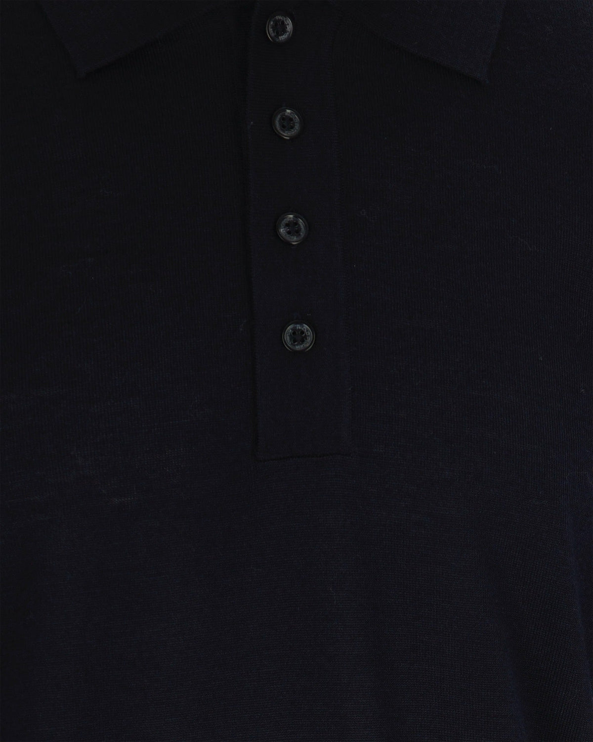 Dark Blue Virgin Wool Long-Sleeve Polo Shirt