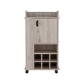 Bar Serving Cart with Six-Bottle Wine Storage and Mobility Wheels