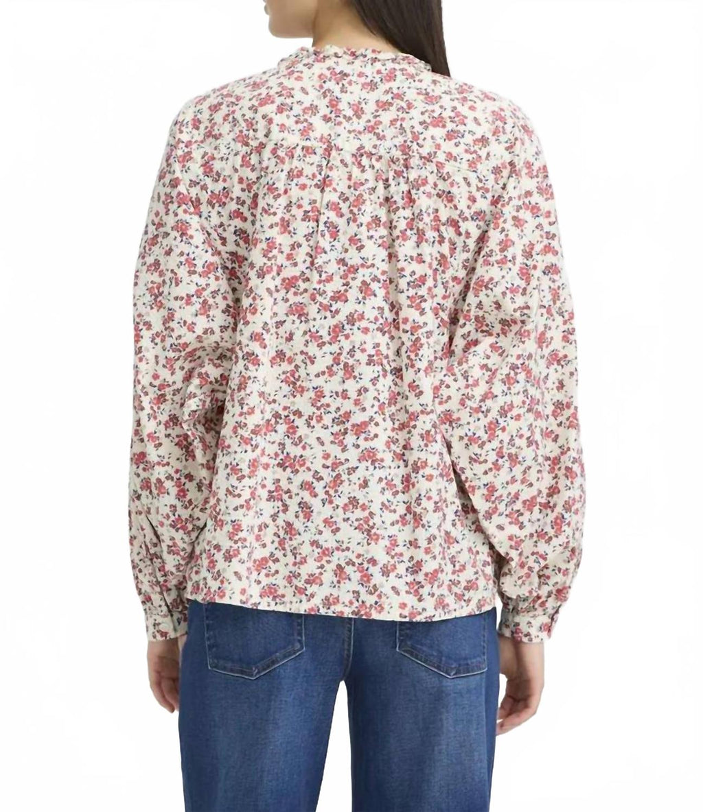 Romantic Floral Blouse In Red / Cream