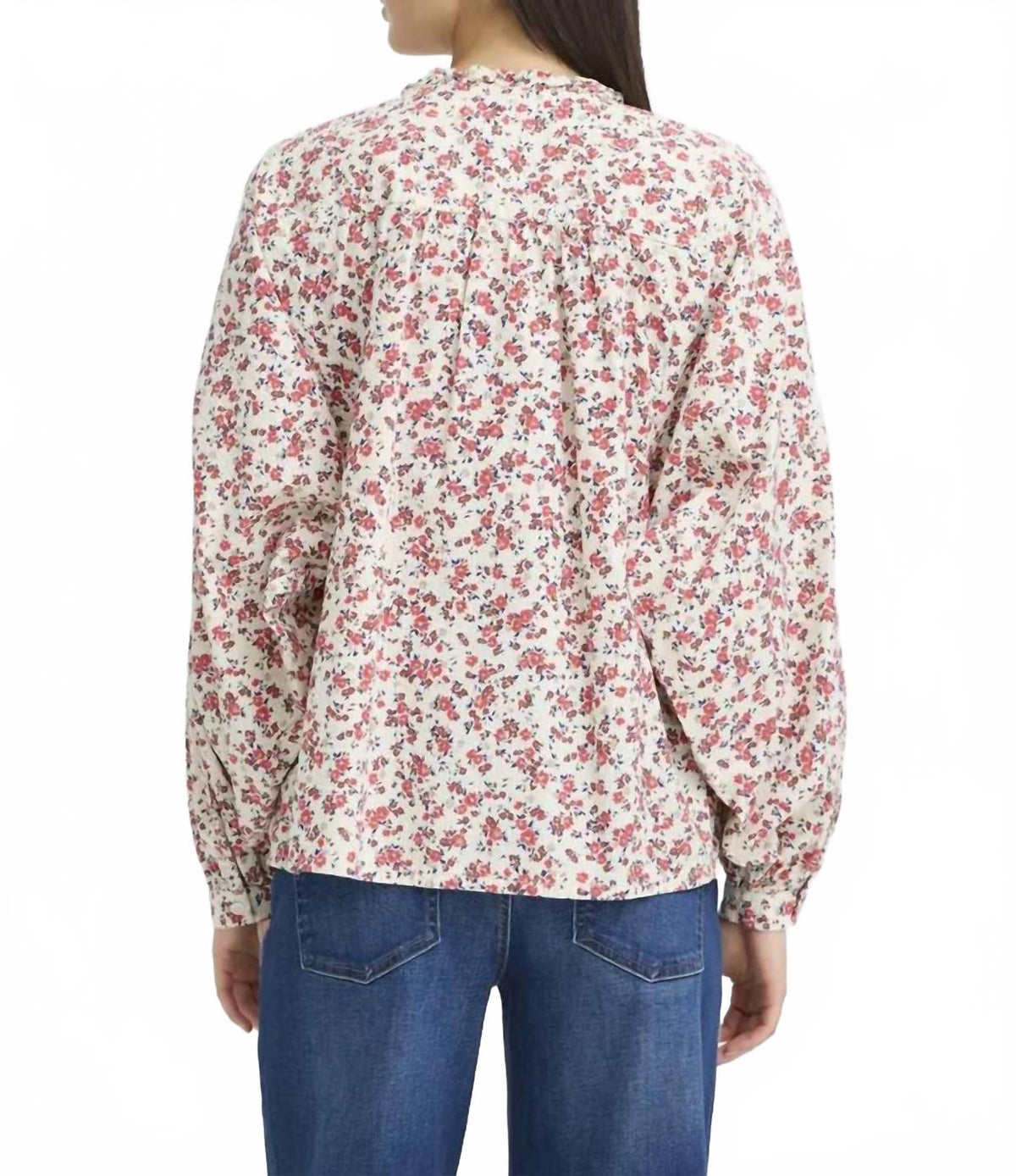 Romantic Floral Blouse In Red / Cream