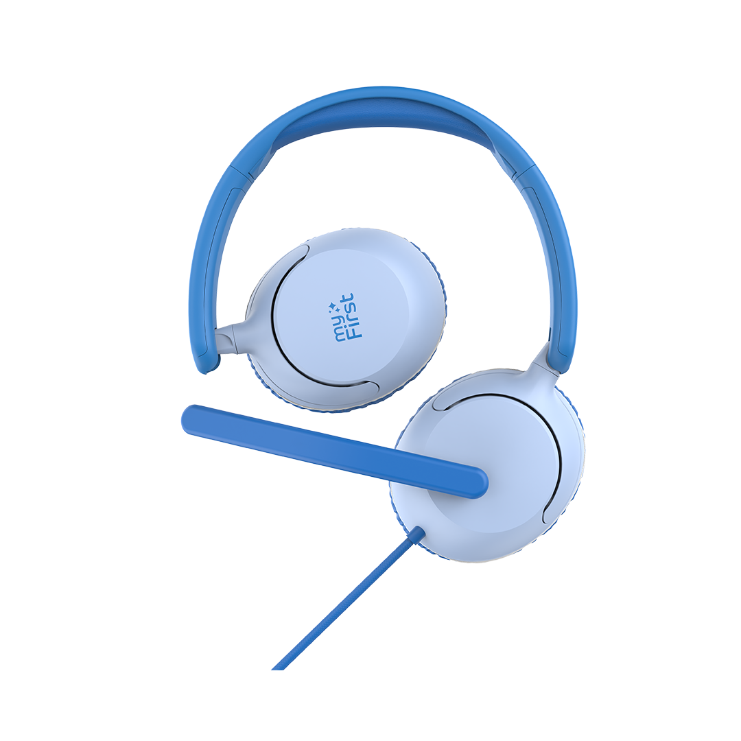 myFirst CareBuds Link W2 - Foldable Wired Headphone with Kids Safe Volume Limit & Boom Mic