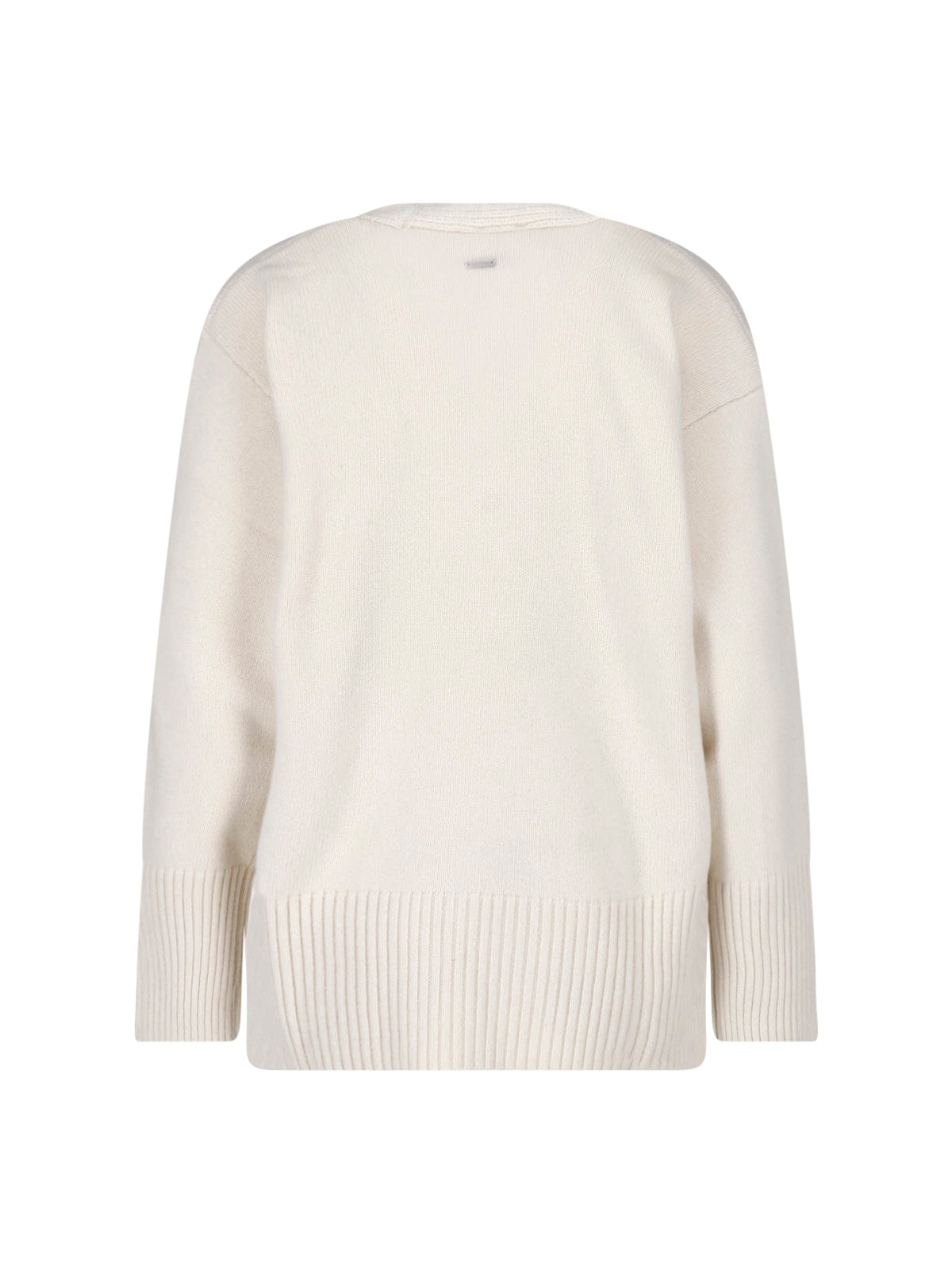 White Wool Asymmetrical Hem Sweater