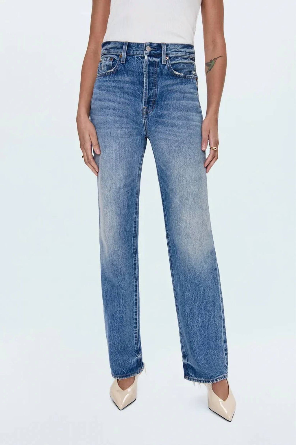 Cassie Super High Rise Straight Jean In Serpentine Vintage