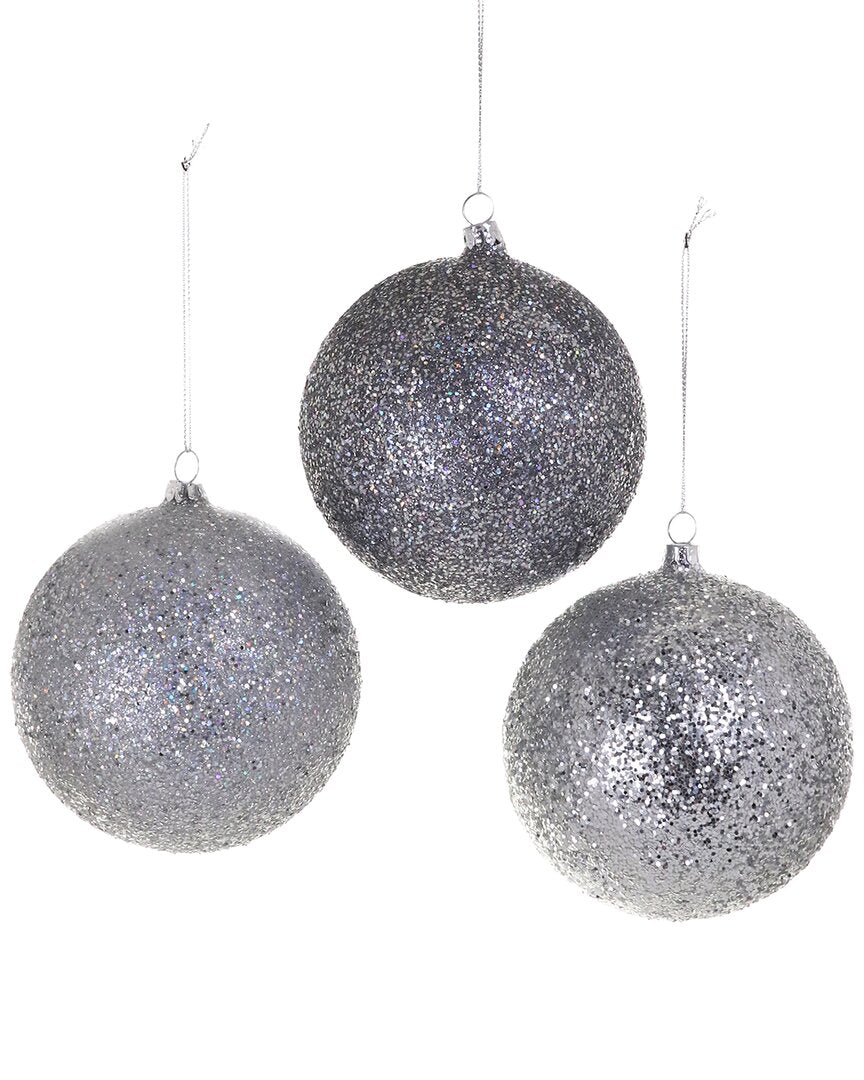 Cody Foster & Co. Set Of 3 Handmade Glitter Baubles Ornaments