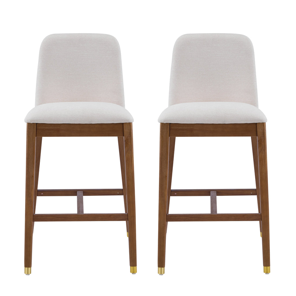 Set of 2 Mid-Century Rubberwood Bar Stools