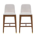 Set of 2 Mid-Century Rubberwood Bar Stools