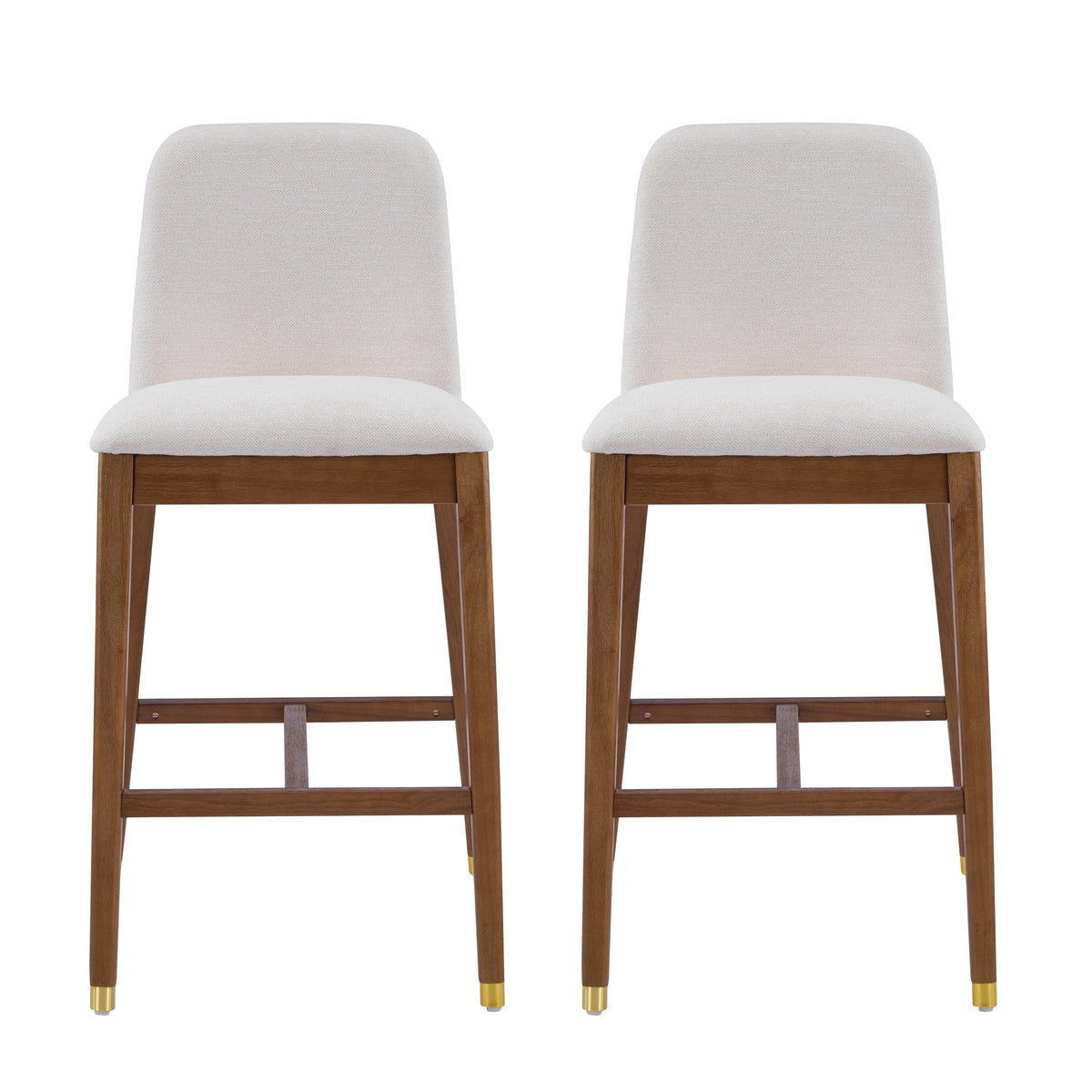 Set of 2 Mid-Century Rubberwood Bar Stools