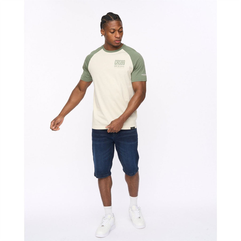 Crosshatch Bretsby Printed Logo Crew Neck Raglan Sleeve Baseball T-Shirt