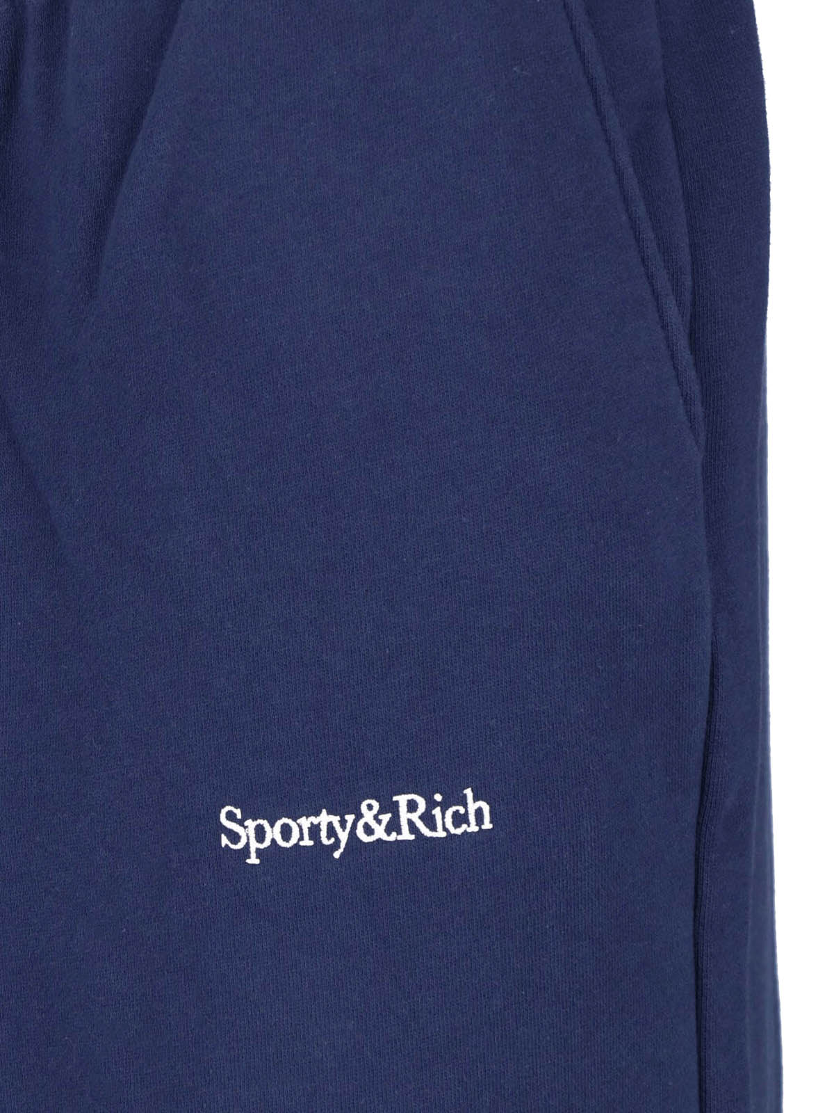 Blue Cotton-Blend Wide-Leg Sweatpants