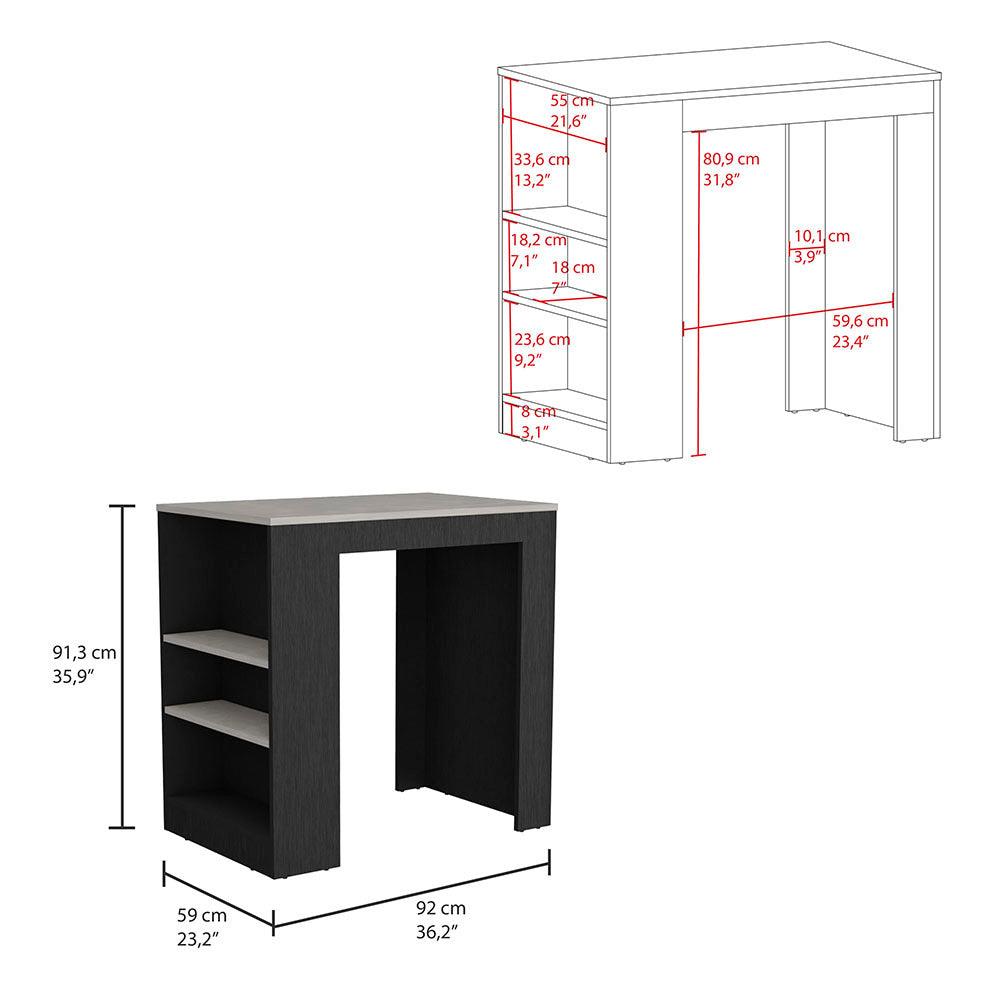 Kitchen Island with Three-Side Storage Shelves