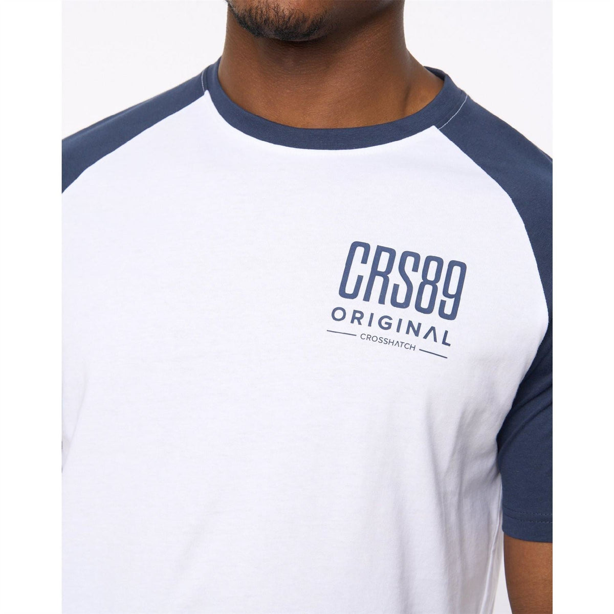 Crosshatch Bretsby Printed Logo Crew Neck Raglan Sleeve Baseball T-Shirt