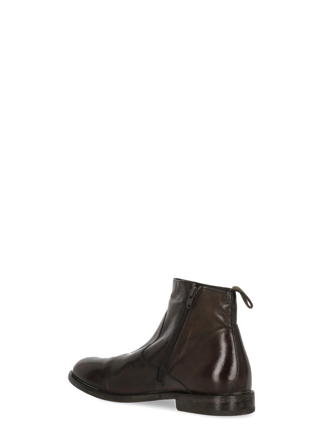 Brown Caesar Vintage Zip Leather Ankle Boots