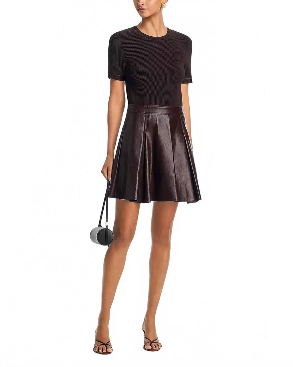 Devyn Knit Skirt Mini Dress In Brown