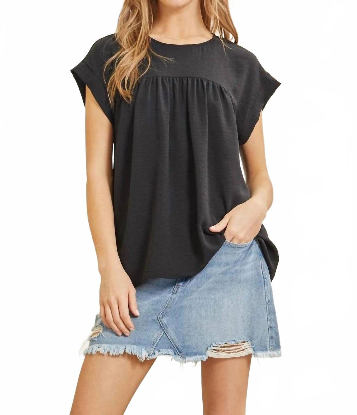 Jaymie Babydoll Top - Curvy In Black