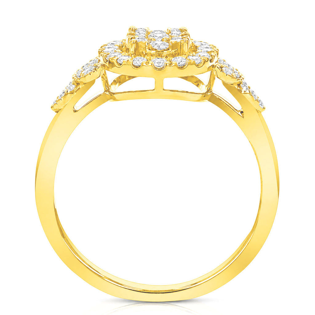 1/2 cttw Lab Grown Diamond Ring in Yellow Gold Plated Silver For Women