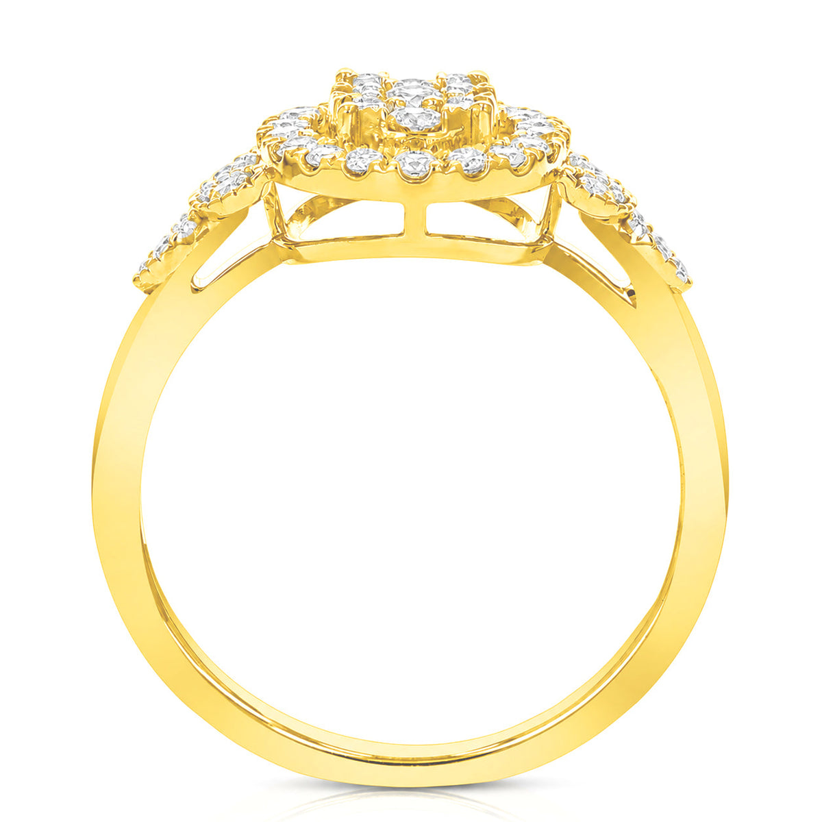 1/2 cttw Lab Grown Diamond Ring in Yellow Gold Plated Silver For Women